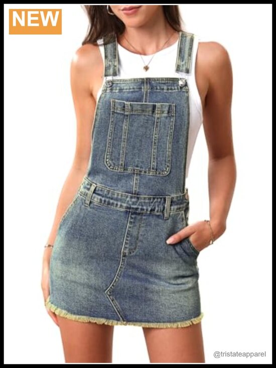 Dresses & Skirts - Denim Overall Dress Mini Skirt Suspender Western Cowgirl Outfit